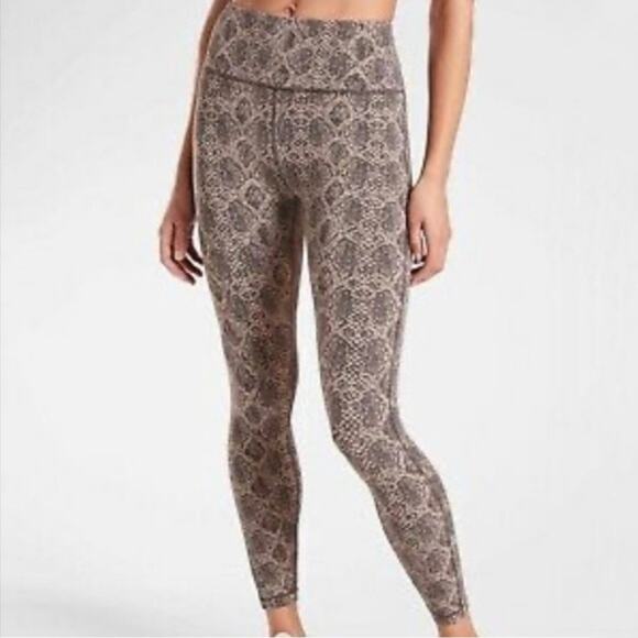 Athleta Tan Snake Print Ultimate 7/8 Tight Leggings Sz M - Picture 1 of 12